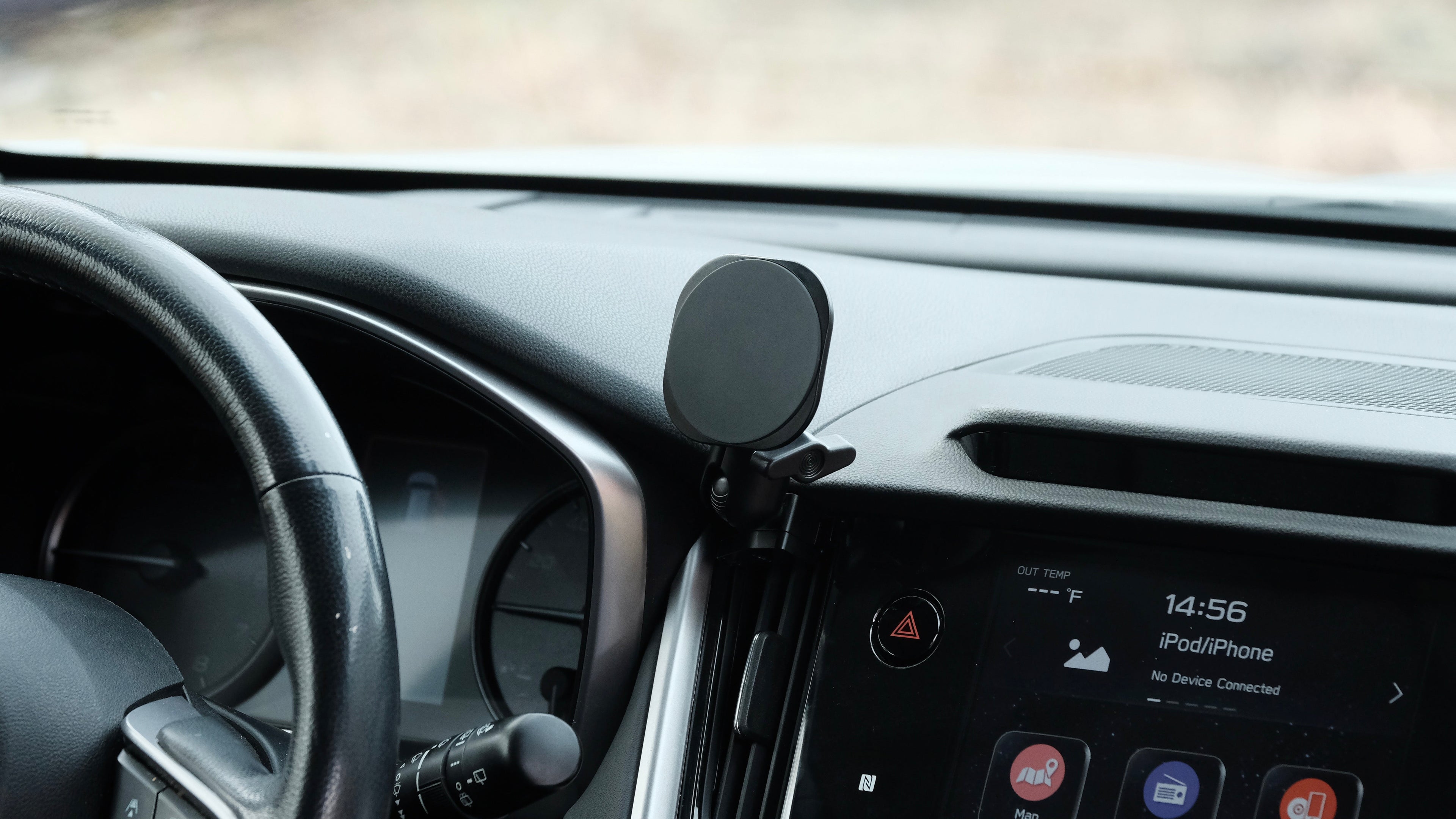 Subaru Outback 2020-2025 dashboard with Offroam phone mount installed.