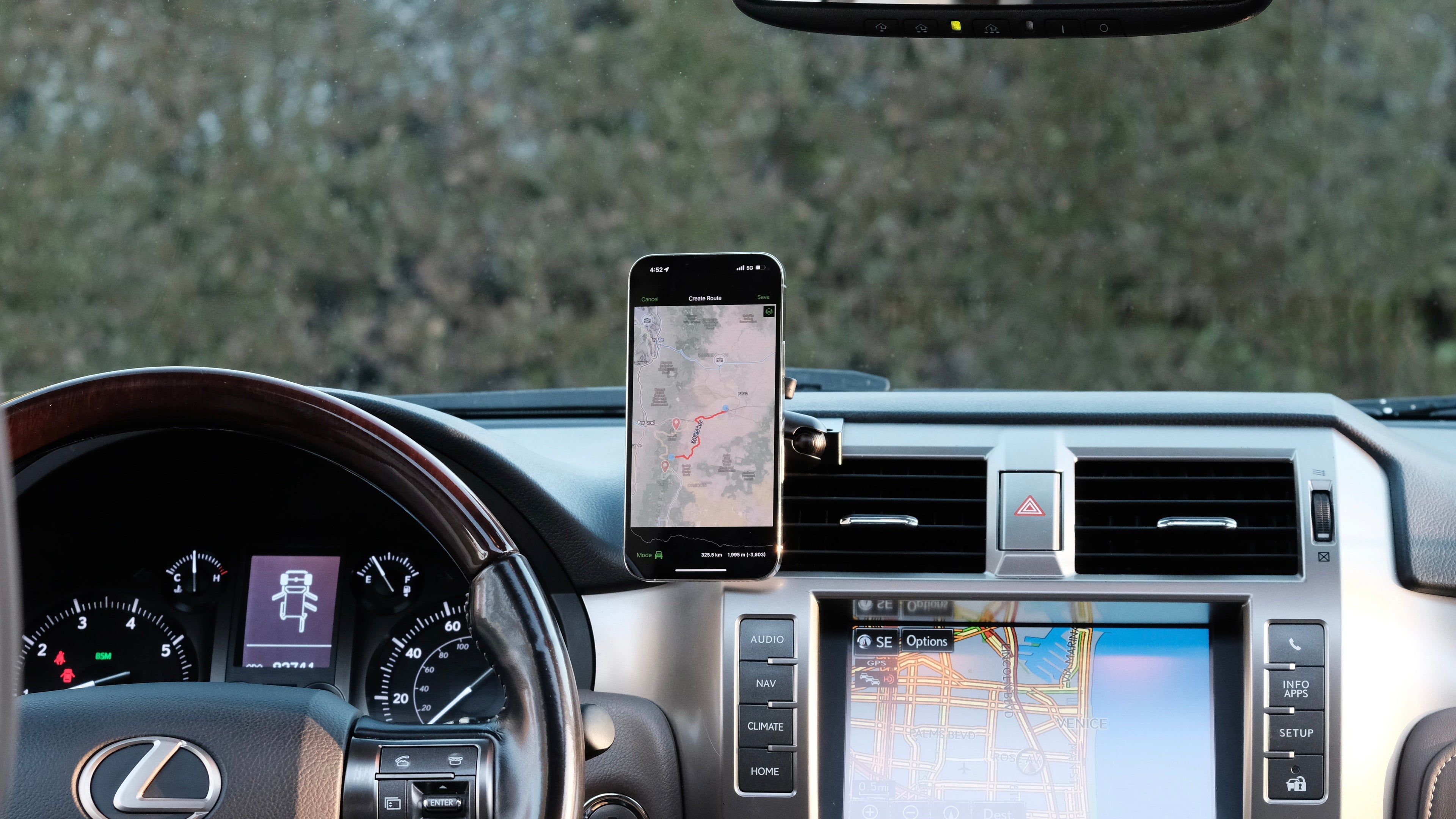 Offroam mount securely holding a phone in a Lexus GX460 2010-2021.