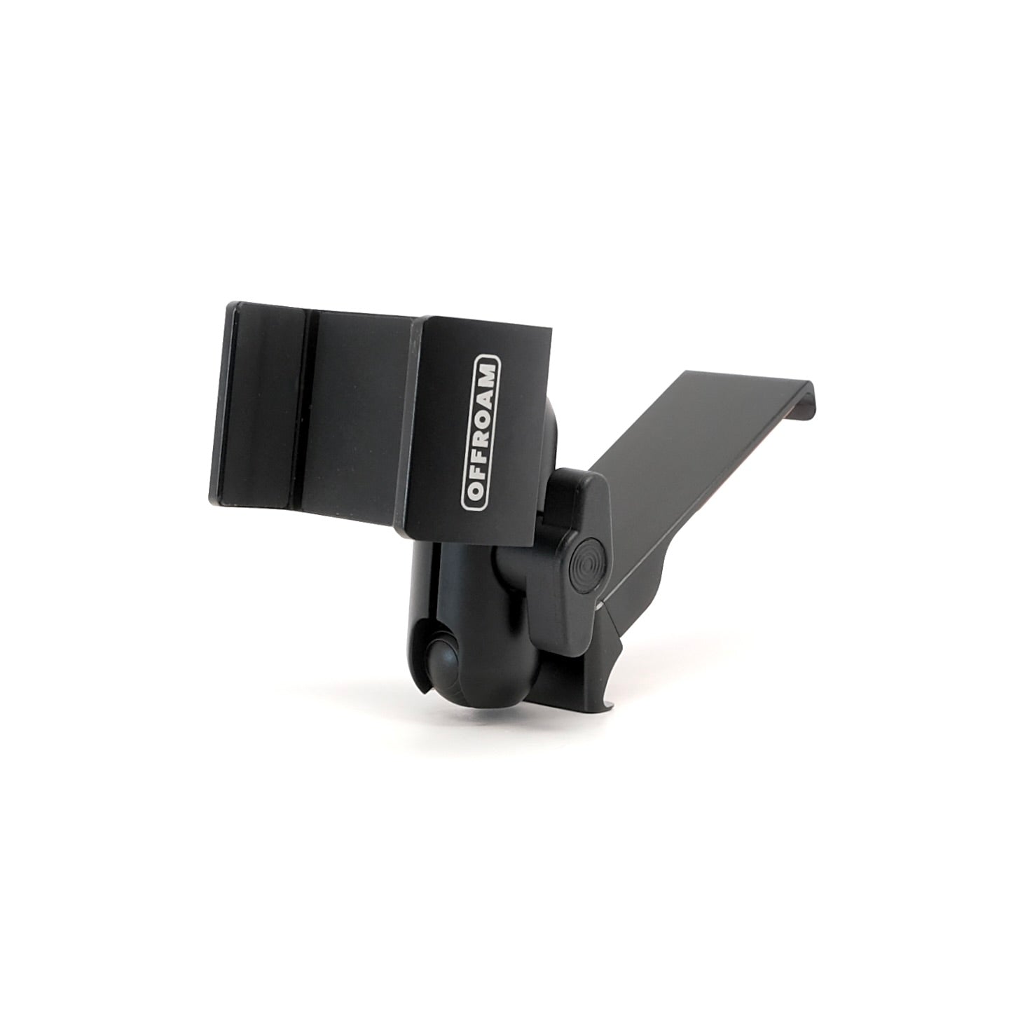 Image of Offroam Phone Mount for Chevrolet Silverado 2019-2024 | Silverado HD 2020-2024 and GMC Sierra 1500 2019-2021 | Sierra HD 2020-2023 with 7-in.|8-in. display. This premium phone mount installs easily without drilling or glue. Spring loaded Universal holder for use with any phone. Perfect placement without blocking screens, driver view, or air flow. Fully adjustable positioning.