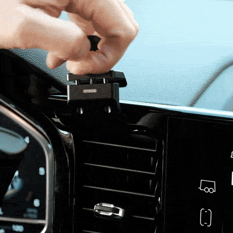 Video of Offroam Phone Mount installation for Chevrolet Silverado 2022-2025 | Silverado HD 2024-2025 and GMC Sierra 1500 2022-2025 | Sierra HD 2024-2025 with 13.4-in. display. This premium phone mount installs easily without drilling or glue. Spring loaded Universal holder for use with any phone. Perfect placement without blocking screens, driver view, or air flow. Fully adjustable positioning.