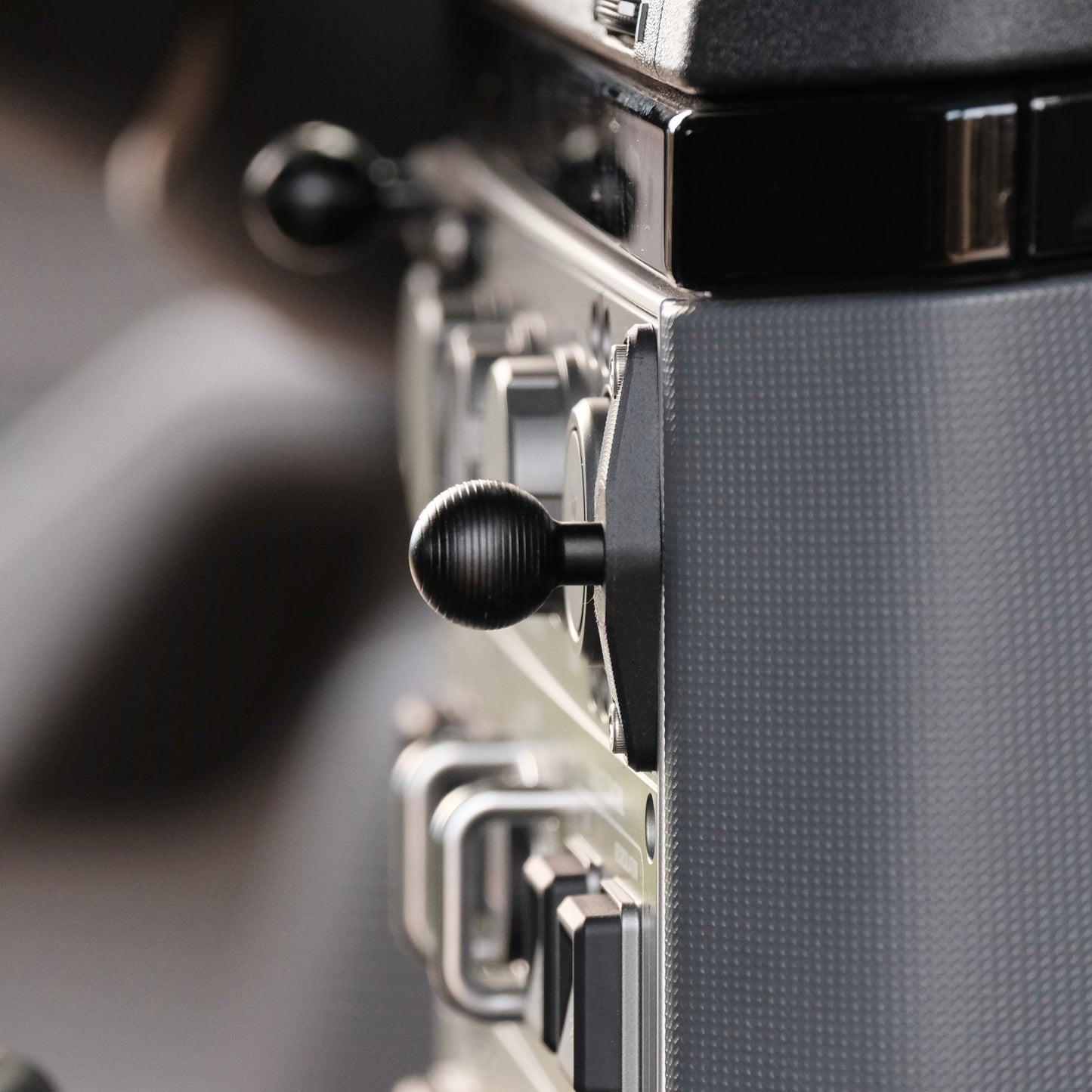 Image of Offroam Mounting Bases installed securely in INEOS Grenadier 2022-2025. This premium all metal phone mounting base installs easily without drilling or glue. Perfect placement without blocking screens, driver view, or air flow.