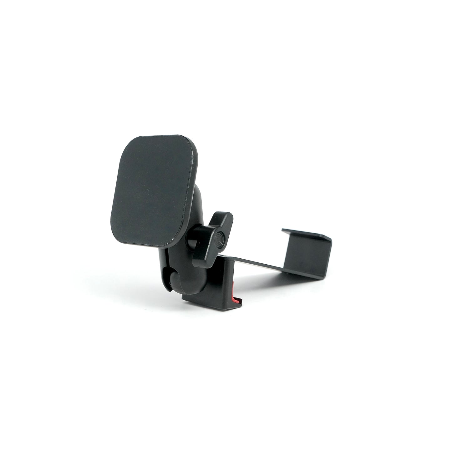 Image of Offroam MagSafe-compatible Phone Mount installed securely in Mercedes-Benz Sprinter 2019-2025. This premium phone mount installs easily without drilling or glue. High force magnets hold phone on any trail, road, or track. Perfect placement without blocking screens, driver view, or air flow. Fully adjustable positioning.