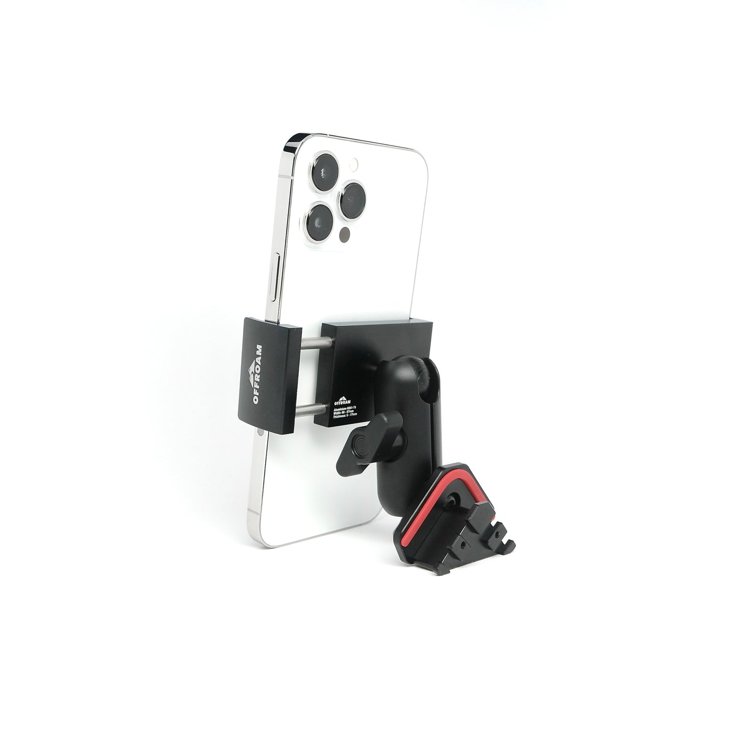 Image of Offroam Phone Mount for Toyota Tacoma 2012-2015. This premium phone mount installs easily without drilling or glue. Spring loaded Universal holder for use with any phone. Perfect placement without blocking screens, driver view, or air flow. Fully adjustable positioning.