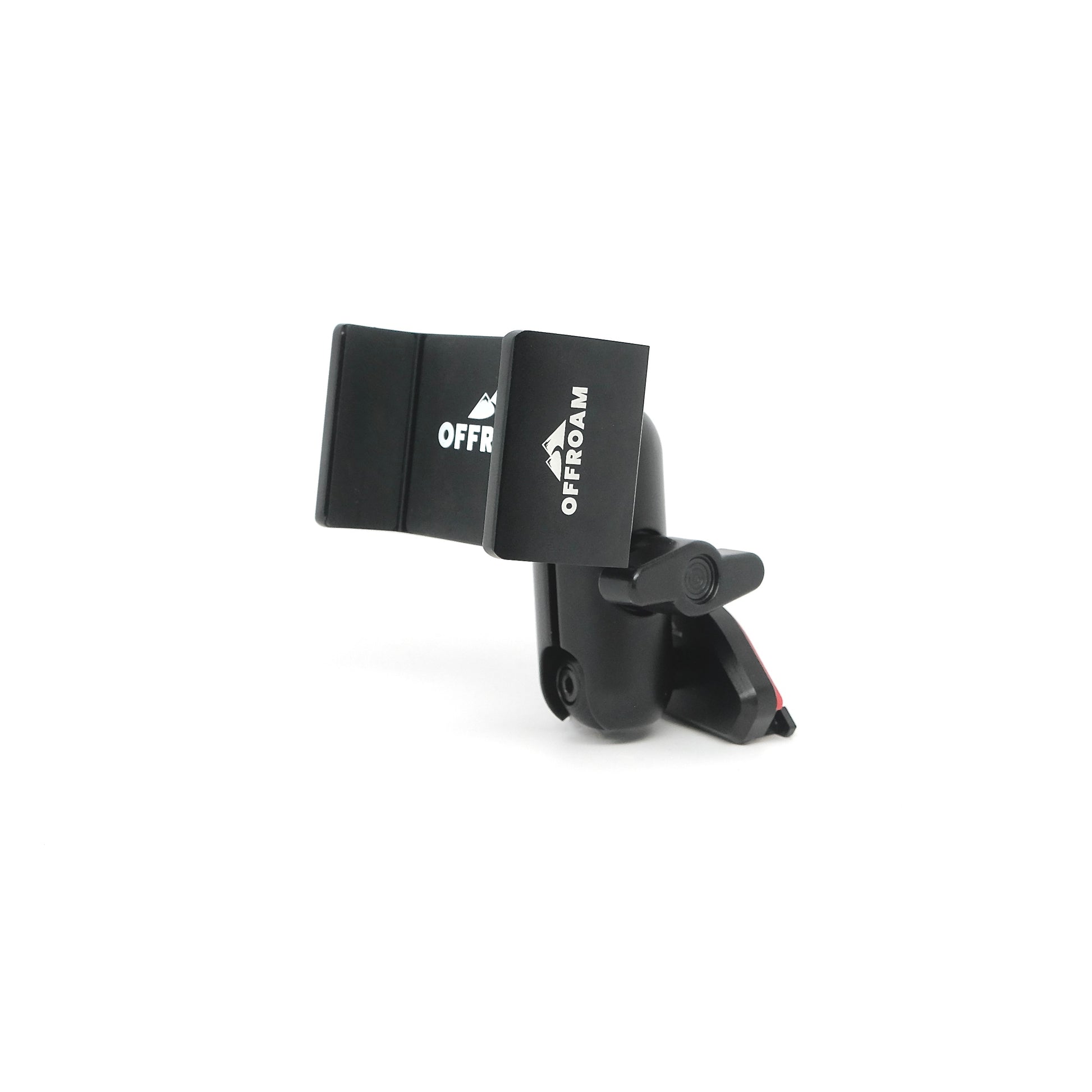 Image of Offroam Phone Mount for Jeep Grand Cherokee WK2 2014-2022. This premium phone mount installs easily without drilling or glue. Spring loaded Universal holder for use with any phone. Perfect placement without blocking screens, driver view, or air flow. Fully adjustable positioning.
