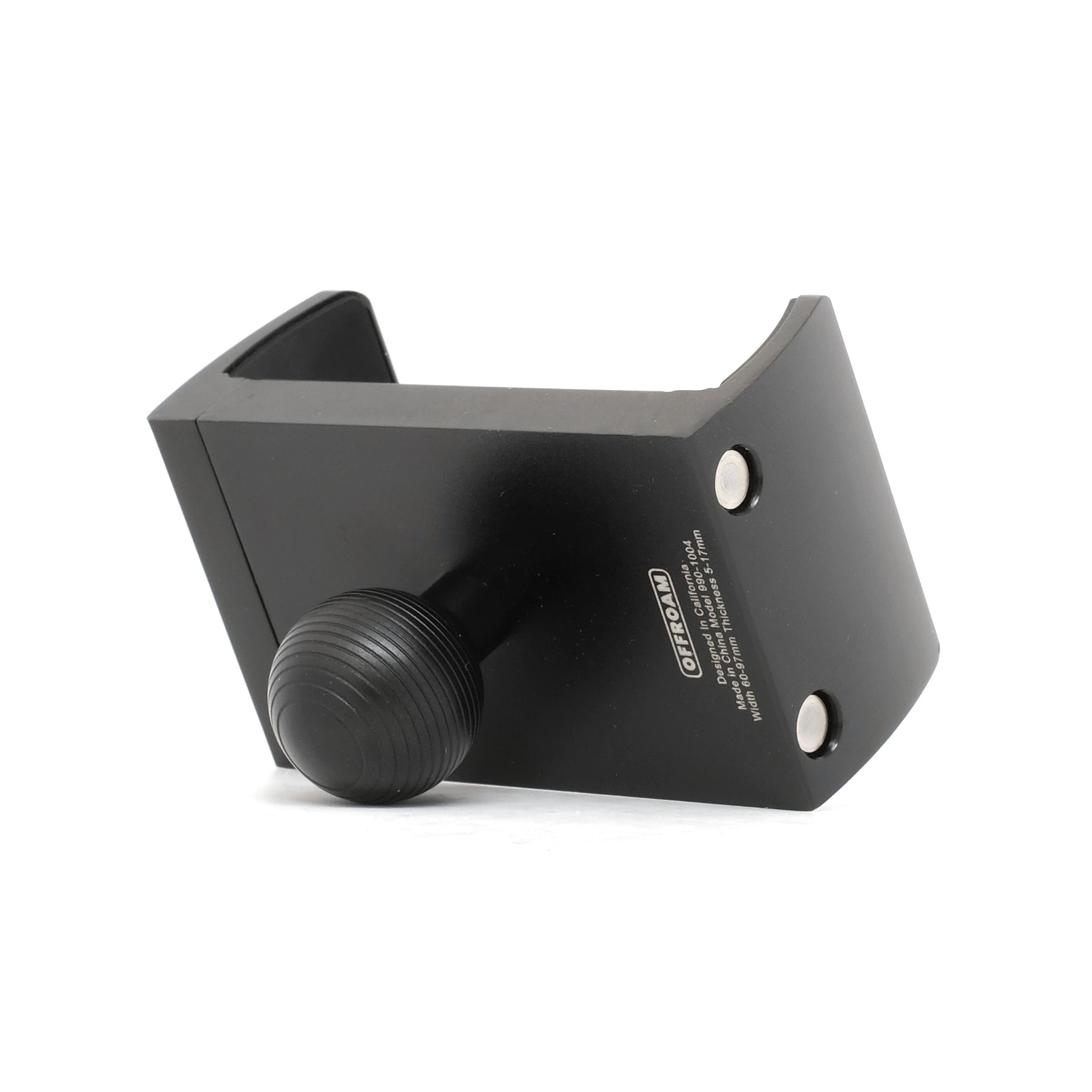 Image of Offroam Universal Phone Holder. Offroam premium all metal phone mounts install easily without drilling or glue. Perfect placement without blocking screens, driver view, or air flow.