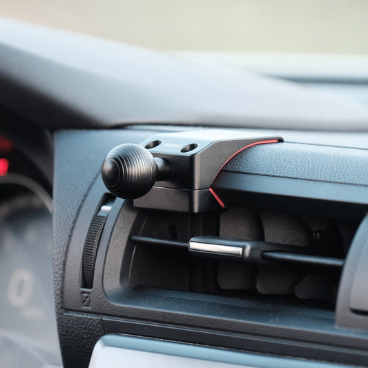 Image of Offroam Mounting Base installed securely in Subaru BRZ 2022-2026 | Toyota GR86 2022-2026. This premium all metal phone mounting base installs easily without drilling or glue. Perfect placement without blocking screens, driver view, or air flow.