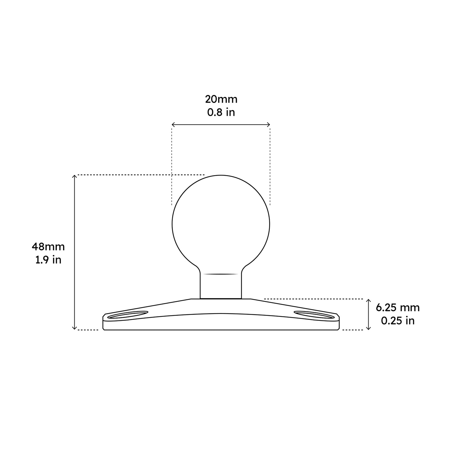 AMPS Mounting Base with 20mm Ball - Offroam