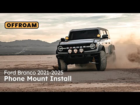 Video of Offroam Mounting Base installation in Ford Bronco 2021-2025. This premium all metal phone mounting base installs easily without drilling or glue. Perfect placement without blocking screens, driver view, or air flow.