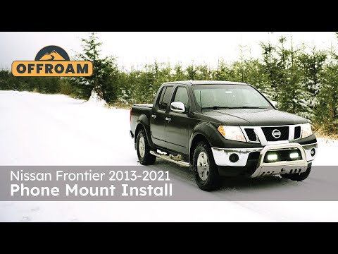 Video of Offroam Phone Mount installation for Nissan Frontier 2009-2021 | Xterra 2009-2015. This premium phone mount installs easily without drilling or glue. Spring loaded Universal holder for use with any phone. Perfect placement without blocking screens, driver view, or air flow. Fully adjustable positioning.