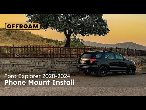 Video of Offroam Phone Mount installation for Ford Explorer 2020-2024. This premium phone mount installs easily without drilling or glue. Spring loaded Universal holder for use with any phone. Perfect placement without blocking screens, driver view, or air flow. Fully adjustable positioning.