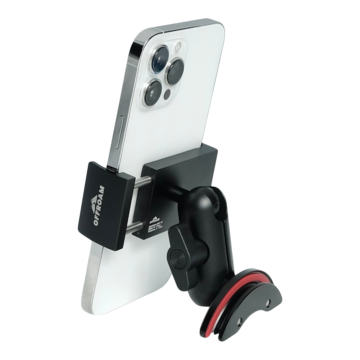 Image of Offroam Phone Mount for Toyota Tacoma 2016-2023 | Tundra 2014-2021. This premium phone mount installs easily without drilling or glue. Spring loaded Universal holder for use with any phone. Perfect placement without blocking screens, driver view, or air flow. Fully adjustable positioning.