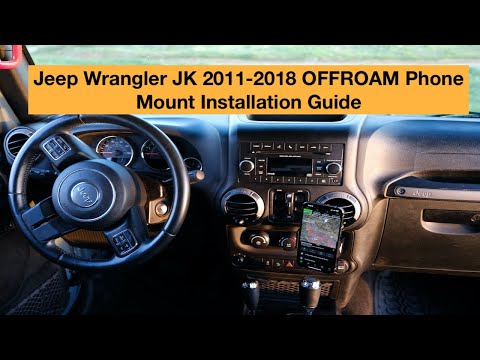 Video of Offroam Mounting Base installation for Jeep Wrangler JK 2011-2018. This premium all metal phone mounting base installs easily without drilling or glue. Perfect placement without blocking screens, driver view, or air flow.