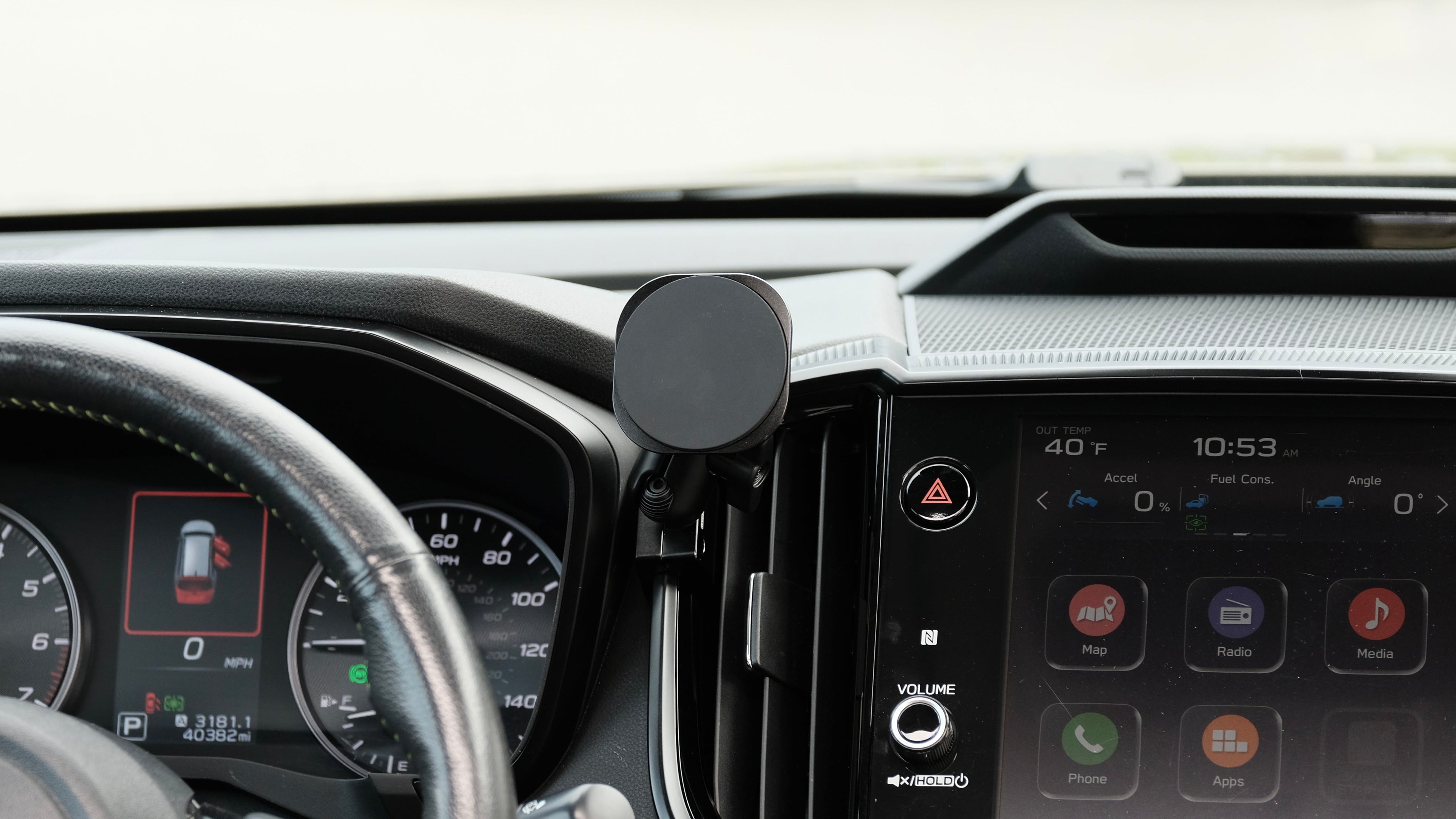 Image of Offroam MagSafe-compatible Phone Mount installed securely in Subaru Ascent 2023-2026. 