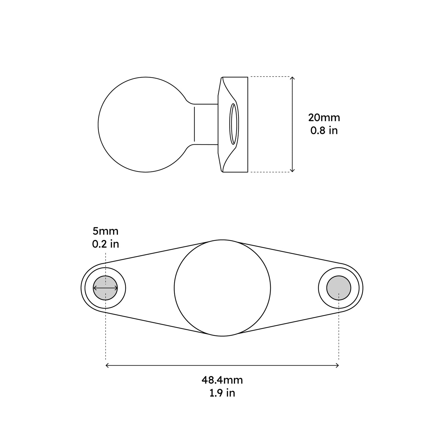 AMPS Mounting Base with 20mm Ball