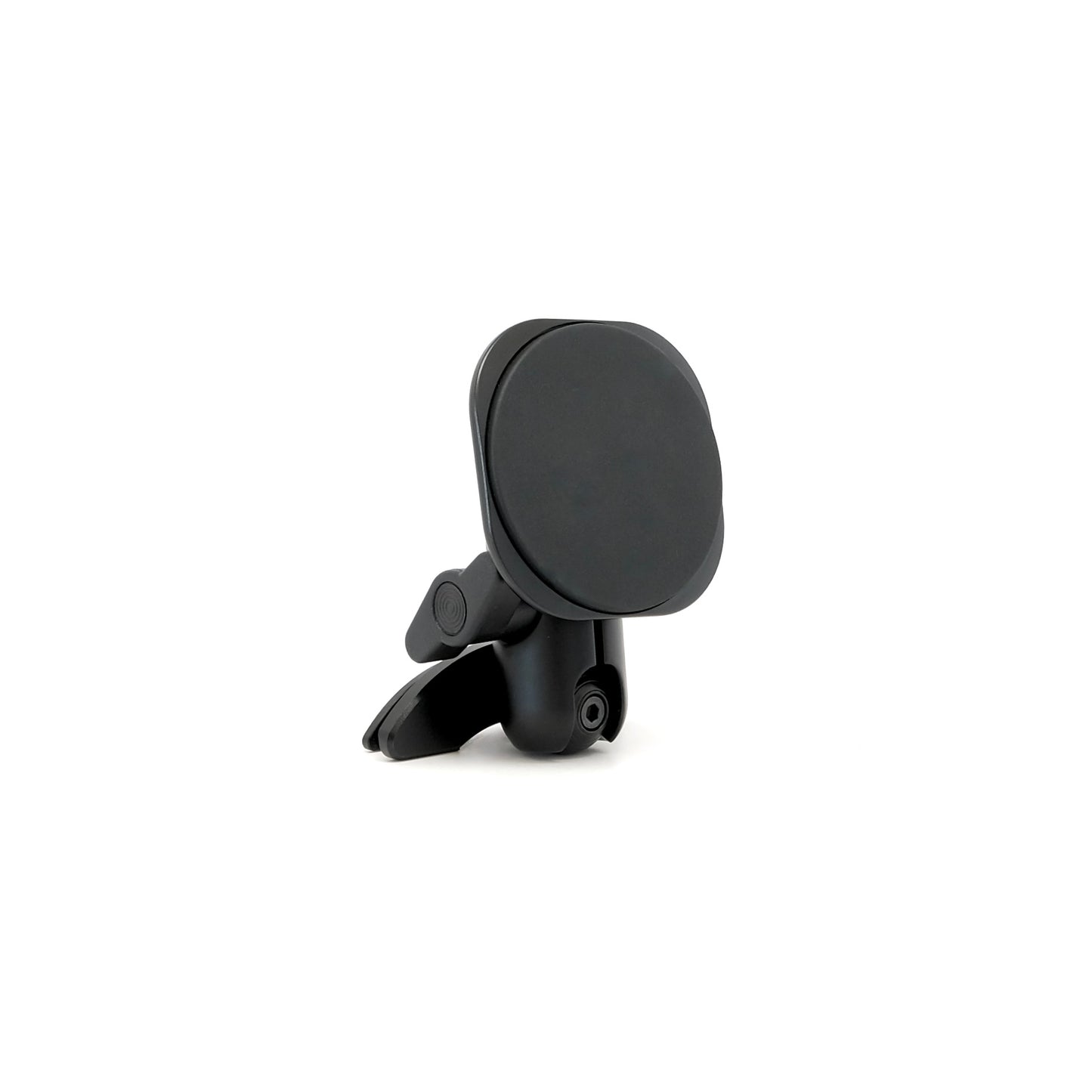 Offroam phone mount shown on white background designed to fit Toyota Tacoma 2016-2023 and Toyota Tundra 2014-2021 trucks. Attaches securely to air vent bezel not louvers for a sturdy feel and off-road performance.