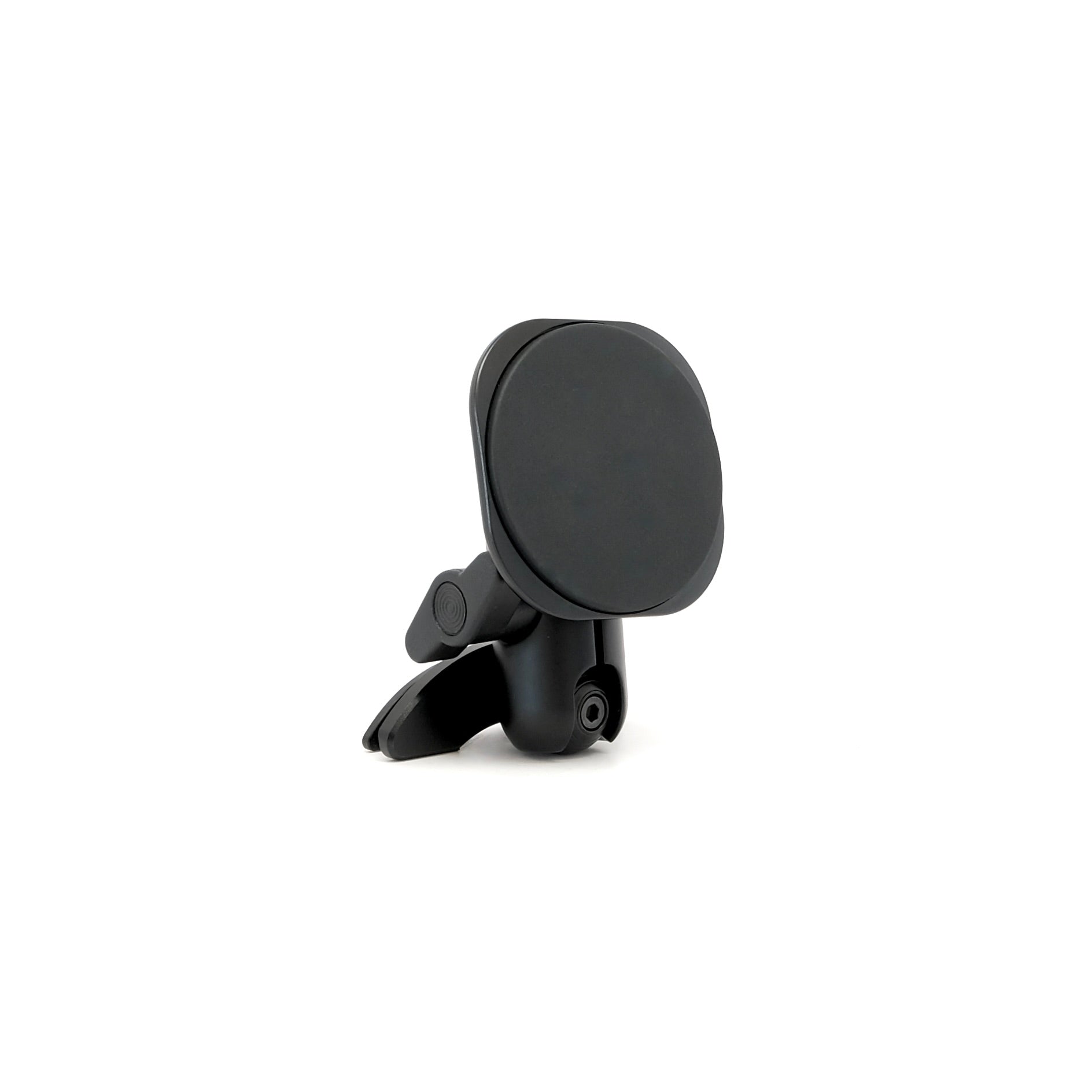 Offroam phone mount shown on white background designed to fit Toyota Tacoma 2016-2023 and Toyota Tundra 2014-2021 trucks. Attaches securely to air vent bezel not louvers for a sturdy feel and off-road performance.
