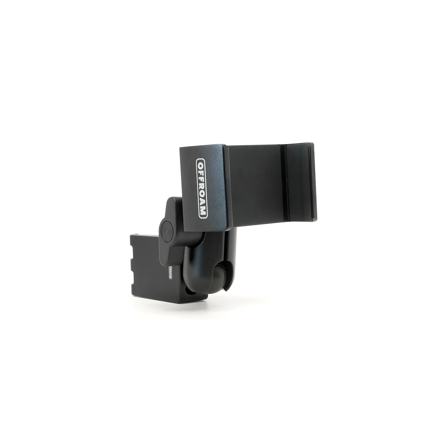 Image of Offroam Phone Mount for Nissan Frontier 2022-2024. This premium phone mount installs easily without drilling or glue. Spring loaded Universal holder for use with any phone. Perfect placement without blocking screens, driver view, or air flow. Fully adjustable positioning.