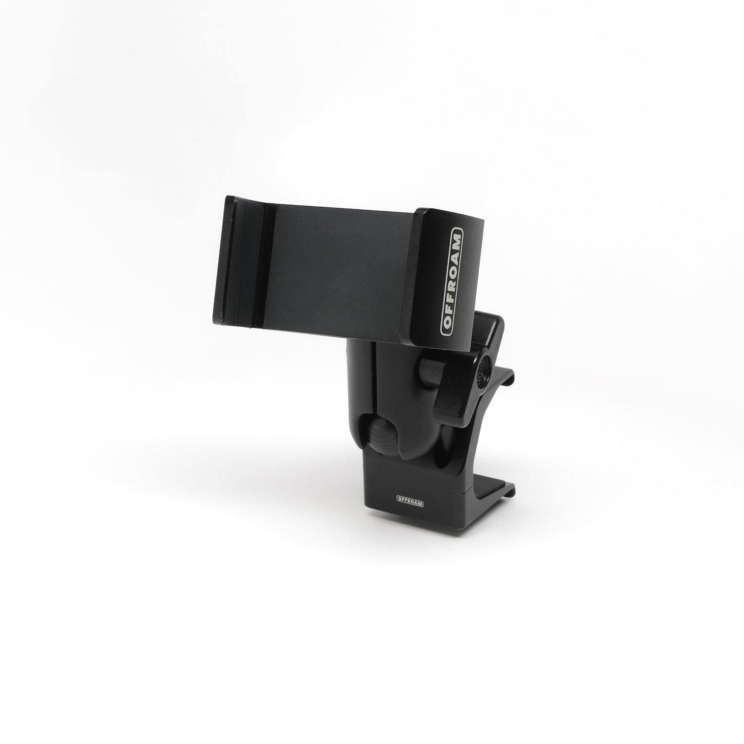 Image of Offroam Phone Mount for Toyota RAV4 2019-2025. This premium phone mount installs easily without drilling or glue. Spring loaded Universal holder for use with any phone. Perfect placement without blocking screens, driver view, or air flow. Fully adjustable positioning.