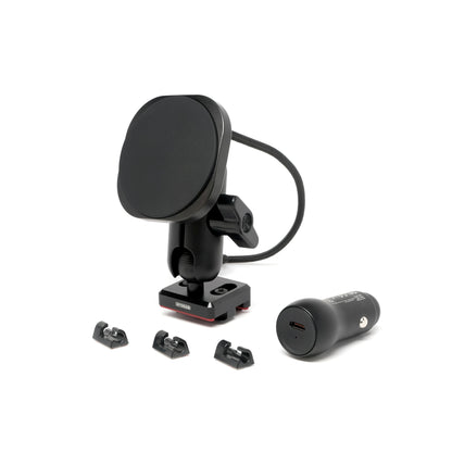 Image of Offroam MagSafe-compatible Phone Mount for Toyota Tacoma 2016-2023. This premium phone mount installs easily without drilling or glue. High force magnets hold phone on any trail, road, or track. Perfect placement without blocking screens, driver view, or air flow. Fully adjustable positioning.