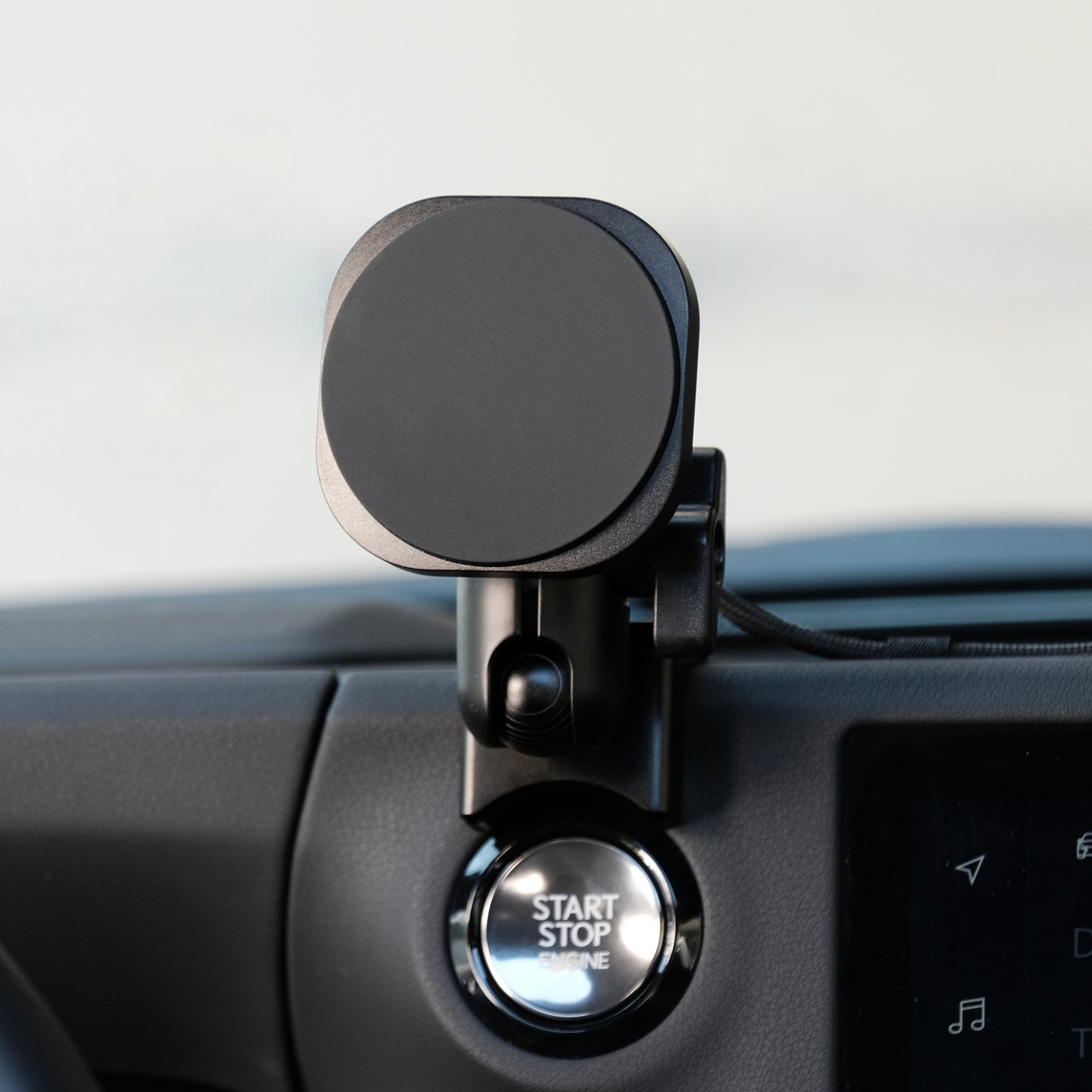 Image of Offroam MagSafe-compatible Phone Mount installed securely in Lexus GX 550 2024-2026. This premium phone mount installs easily without drilling or glue. High force magnets hold phone on any trail, road, or track. Perfect placement without blocking screens, driver view, or air flow. Fully adjustable positioning.