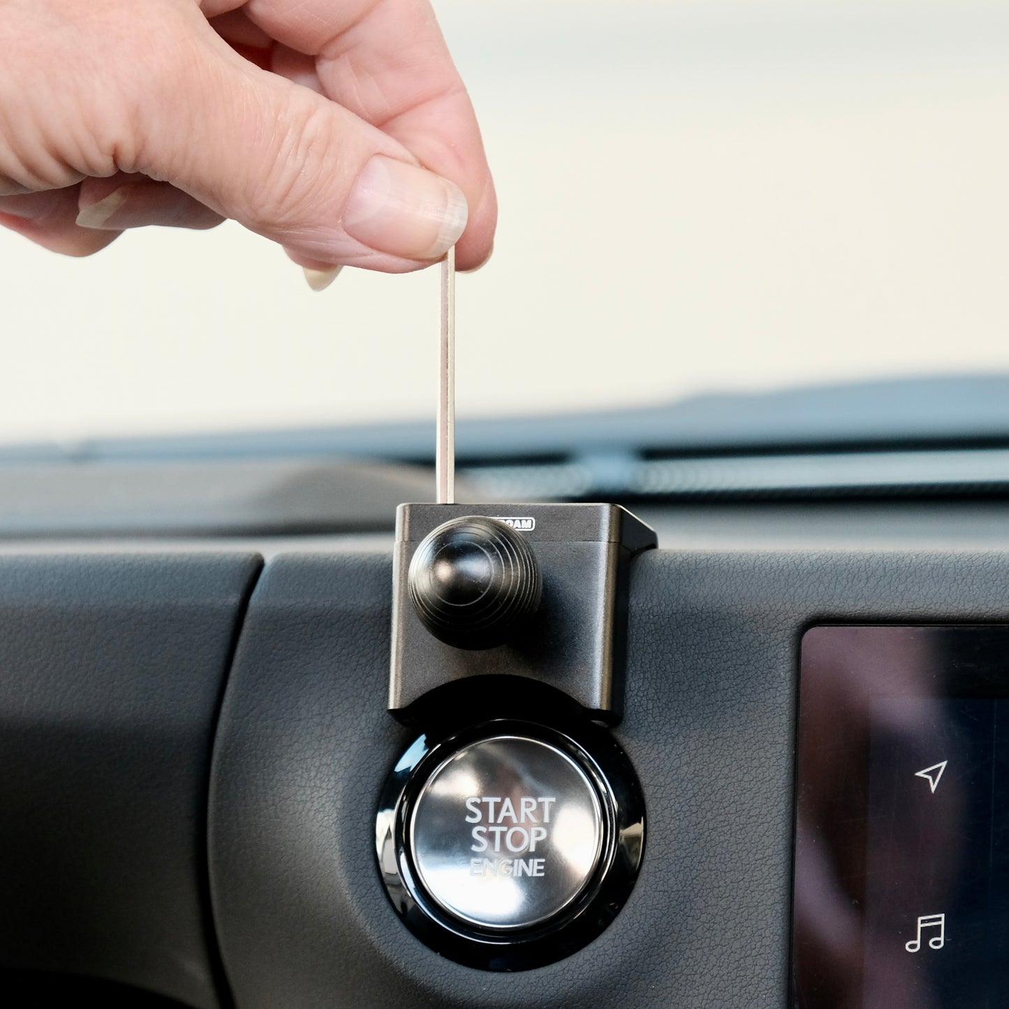 Image of Offroam Mounting Base installed securely in Lexus GX 550 2024-2026. This premium all metal phone mounting base installs easily without drilling or glue. Perfect placement without blocking screens, driver view, or air flow.