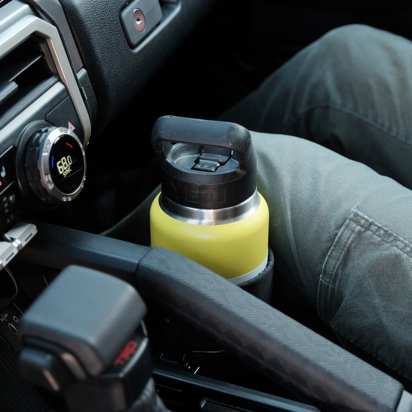 Image of Offroam Oversized Cup Holder installed securely in Toyota 4Runner 2025-2026 | Tacoma 2024-2026.