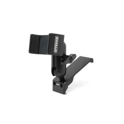Image of Offroam Phone Mount for Chevrolet Silverado 2019-2026 | Silverado HD 2020-2026 & GMC Sierra 1500 2019-2026 | Sierra HD 2020-2026 with 7-in.|8-in. display. This premium phone mount installs easily without drilling or glue. Spring loaded Universal holder for use with any phone. Perfect placement without blocking screens, driver view, or air flow. Fully adjustable positioning.