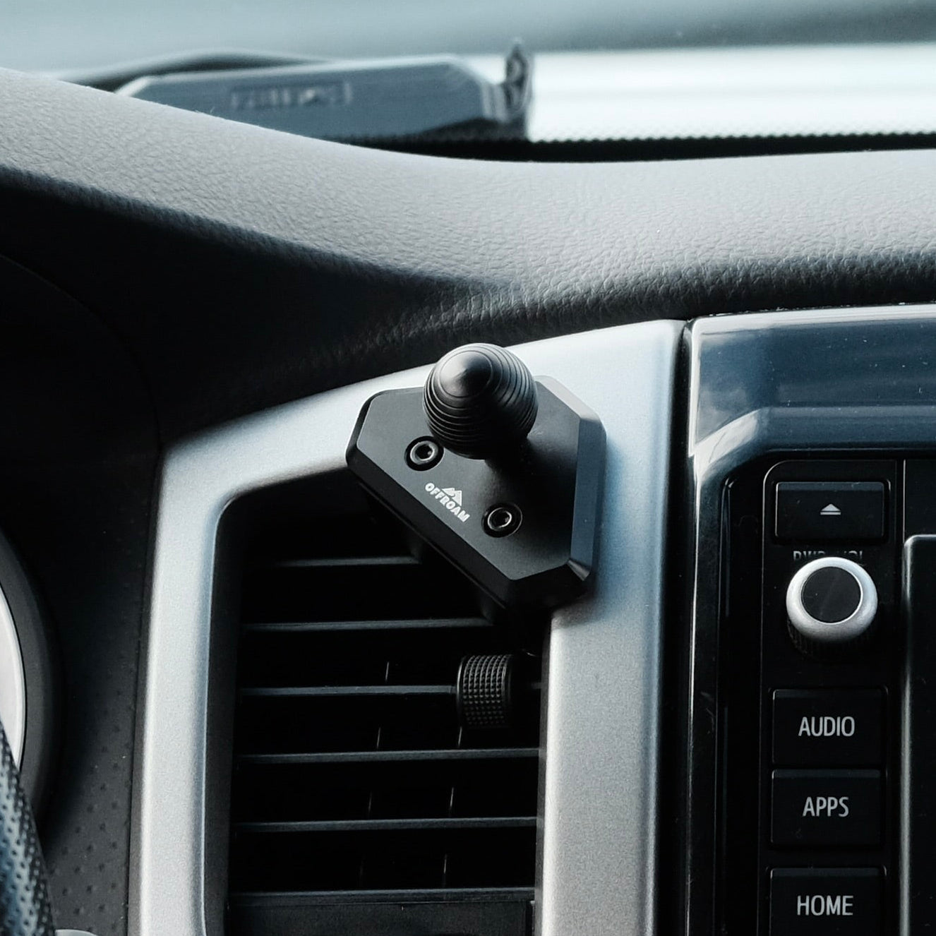 Offroam mounting base with 20mm ball installed on Toyota Tacoma 2012-2015 dashboard