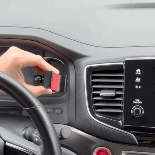 Video of Offroam MagSafe-compatible Phone Mount installation for Honda Ridgeline 2016-2025 | Passport 2019-2025 | Pilot 2016-2022. This premium phone mount installs easily without drilling or glue. High force magnets hold phone on any trail, road, or track. Perfect placement without blocking screens, driver view, or air flow. Fully adjustable positioning.