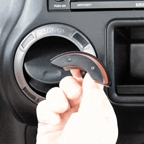 Animation of installation steps of Offroam mounting base in Jeep Wrangler JK JKU 2011-2018 showing easy install, secure hold, 20mm ball interface.