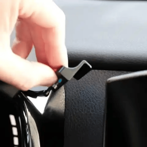 Animation of Offroam Phone Mount installation for Toyota Camry 2025-2026. This premium phone mount installs easily without drilling or glue. Spring loaded Universal holder for use with any phone. Perfect placement without blocking screens, driver view, or air flow. Fully adjustable positioning.
