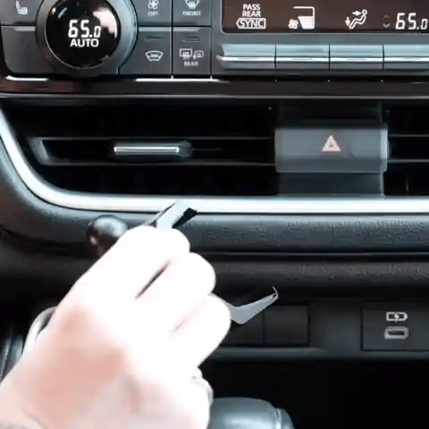 Video of Offroam Phone Mount installation for Toyota Grand Highlander 2024-2026. This premium phone mount installs easily without drilling or glue. Spring loaded Universal holder for use with any phone. Perfect placement without blocking screens, driver view, or air flow. Fully adjustable positioning.