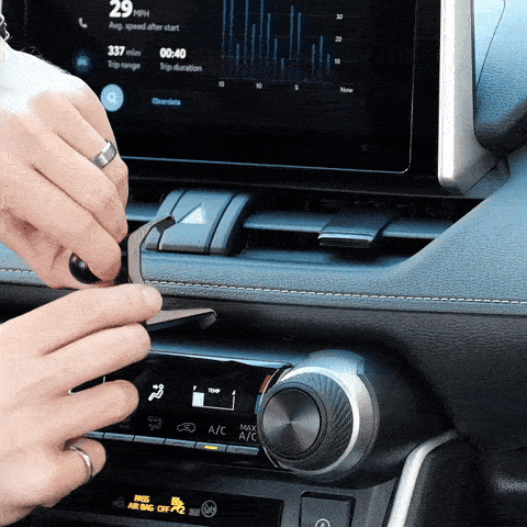 Video of Offroam Mounting Base installation for Toyota RAV4 2019-2025. This premium all metal phone mounting base installs easily without drilling or glue. Perfect placement without blocking screens, driver view, or air flow.