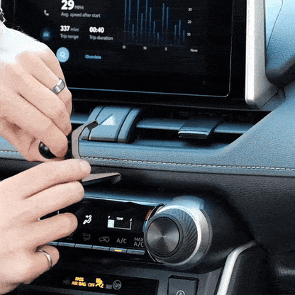 Video of Offroam Mounting Base installation for Toyota RAV4 2019-2025. This premium all metal phone mounting base installs easily without drilling or glue. Perfect placement without blocking screens, driver view, or air flow.
