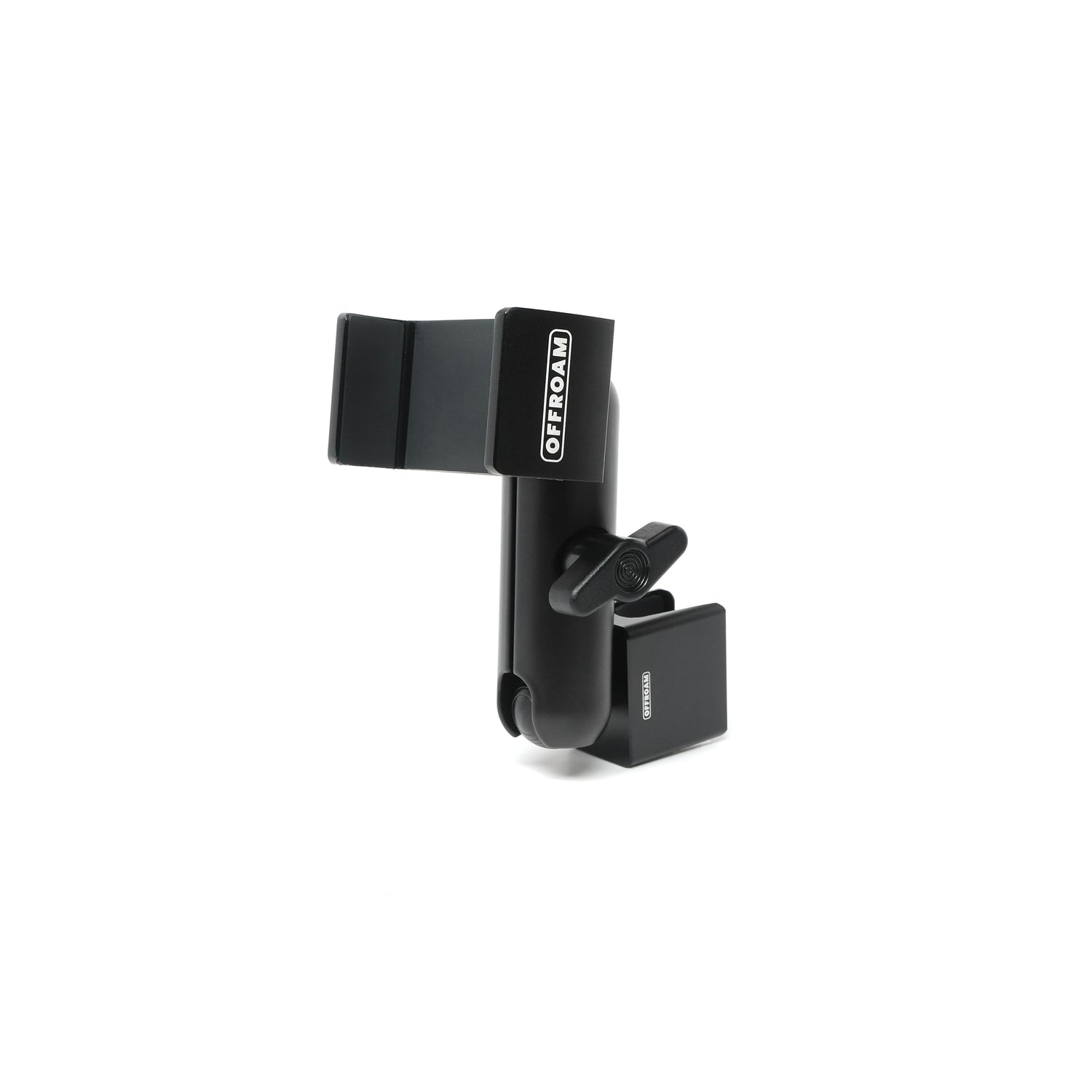 Offroam phone mount for Toyota Tacoma 1st Gen 1996-2004 model years. Shown with universal holder, medium arm and mounting base. Uses 20mm ball interface.