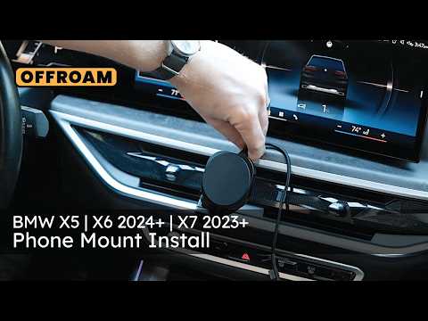 Video of Offroam Mounting Base installation for BMW X5 2024-2026 | X6 2024-2026 | X7 2023-2026. This premium all metal phone mounting base installs easily without drilling or glue. Perfect placement without blocking screens, driver view, or air flow.