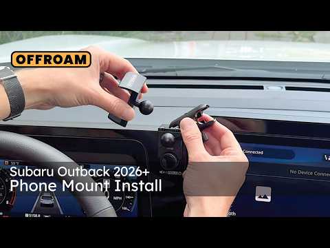 Video of Offroam Universal and MagSafe-compatible Phone Mount installation for Subaru Outback 2026. This premium phone mount installs easily without drilling or glue. Spring loaded Universal holder or MagSafe-compatible holder with high force magnets hold phone on any trail, road, or track. Perfect placement without blocking screens, driver view, or air flow. Fully adjustable positioning.
