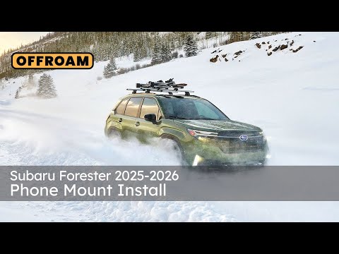 Video of Offroam Mounting Base installation for Subaru Forester 2025-2026. This premium all metal phone mounting base installs easily without drilling or glue. Perfect placement without blocking screens, driver view, or air flow.